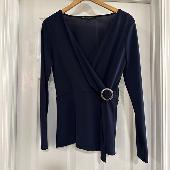 WHBM Navy Wrap Surplice top size medium - Picture 1 of 5